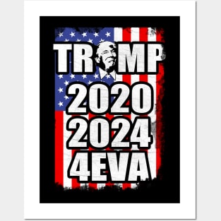 Trump 2020 2024 Forever - Grunge American Flag Posters and Art